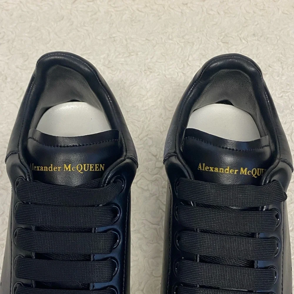 ALEXANDER MCQUEEN BLACK LEATHER OVERSIZED SNEAKERS WOMENS SIZE 6 (36) - Picture 7 of 12